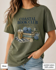 Coastal Book Club Shirt, Comfort Colors Beach Reading Tee, Book Lover Gift