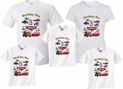 Cars Lightning McQueen Birthday Boy Family Customize age ,name matching T-Shirts