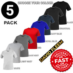Mens Plain T-Shirt 5 Pack 100% Cotton Heavy Blend High Quality Short Sleeve Tee