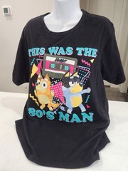 Bluey Bandit & Chilli Heeler “This Was The 80’s Man” T-Shirt Adult Size L USED
