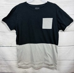 Carbon Longer Length Gray Black Color-block Shirt Mens Size Large
