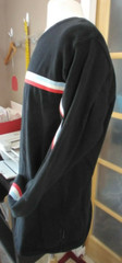 Ninth Hall Mens Shirt LG Black W/ Red White Blue Stripe Heavyweight Cotton Nice