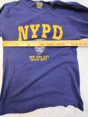 NYPD Long Sleeve Shirt Mens Med Navy Blue Cotton NYC Police Department Graphic