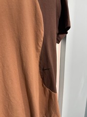 Nike Sportswear Colorblock Tee Mens L Brown Tan Asymmetric Curved Seam Cotton