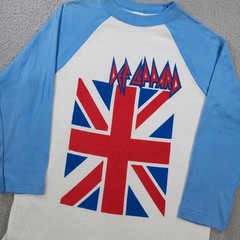 Vintage 80s Def Leppard Rock Band Tour T Shirt Men’s M/S Union Jack Flag Raglan