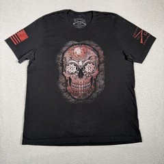 Grunt Style Shirt Mens XXL Black Floral Skull 100% Cotton Casual Preppy Logo