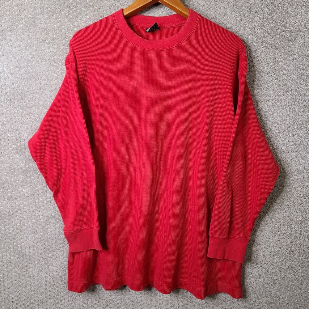 Big Easy Shirt Mens 3XL Red Thermal Waffle Knit Cotton Long Sleeve Crew Neck