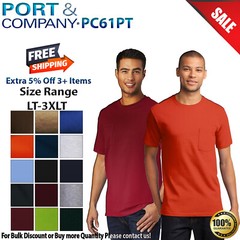 Port & Company PC61PT Mens Big & Tall Short Sleeve Essential T-Shirt With Pocket
