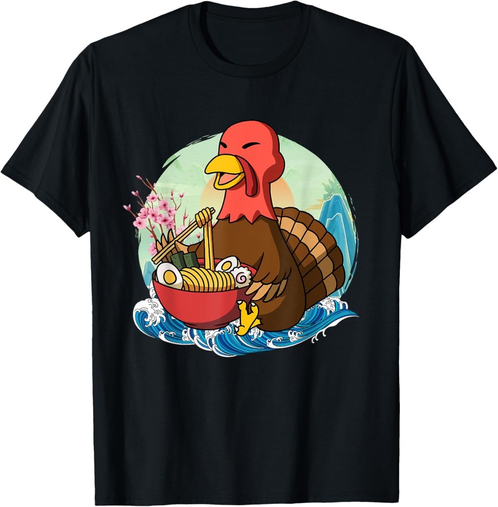 Ramen Thanksgiving Turkey Japanese Great Wave Kanagawa T-Shirt
