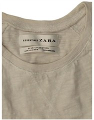 Zara Mens T-Shirt Top Medium White Flecked BQ05