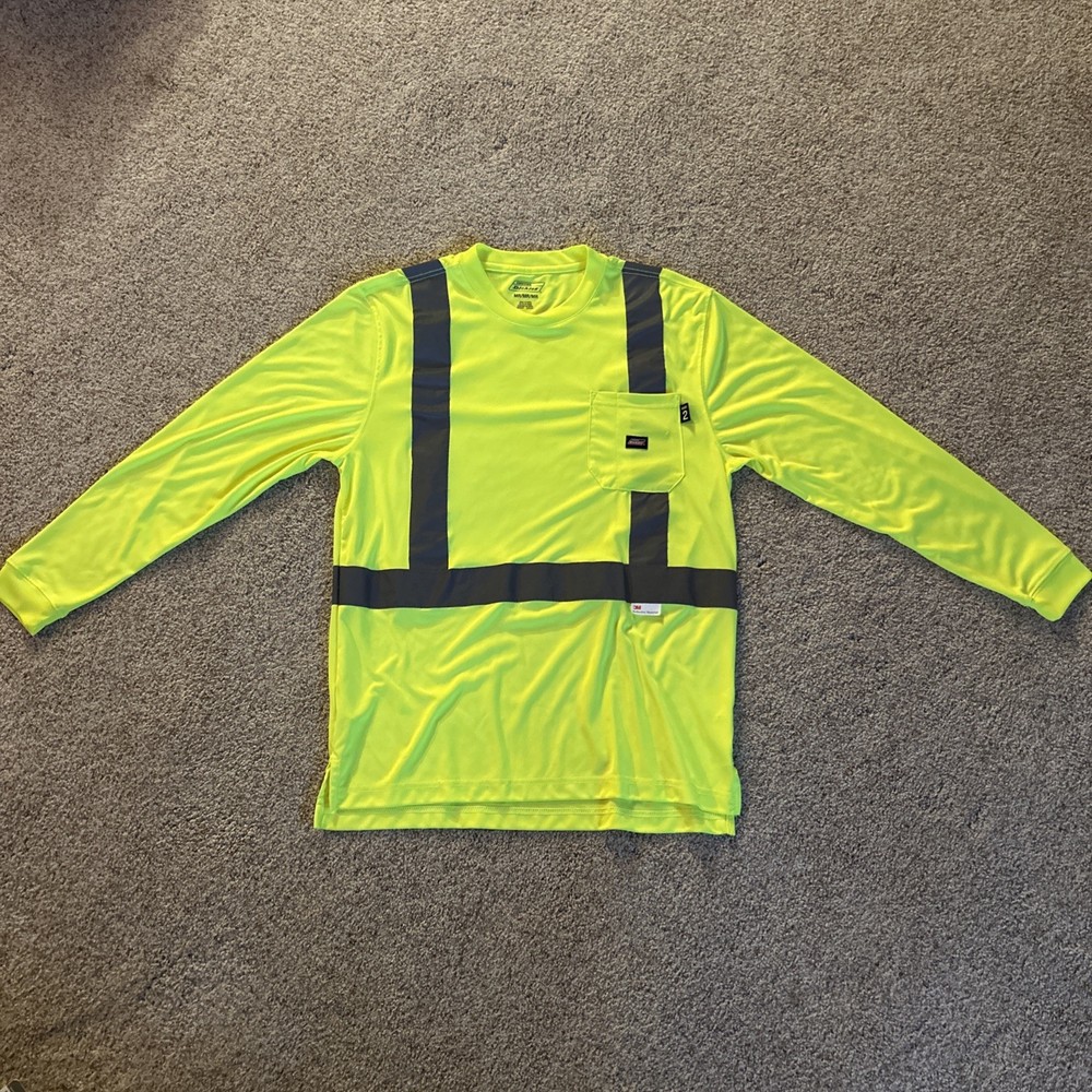Dickies Hi-Visibility T-Shirt Yellow Mens Medium Yellow Reflective Work Shirt