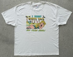 VINTAGE I HUNT WHITE TAIL ALL YEAR LONG T-SHIRT 1991 PARODY HUNTING DEER FUNNY