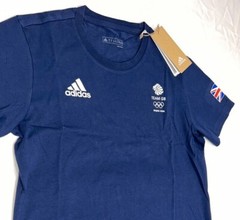 Adidas Training Shirt Team GB Olympic 100% Cotton White Blue XS S M L XL 2XL 3XL
