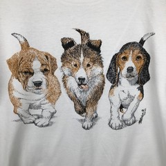 Used 90’S Hanes HEAVYWEIGHT 50/50 Dog Print Animal T-Shirt Men’s Size M (app…