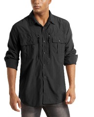 Men’s UPF 50+ Fishing Sun Shirts Long Sleeve Safari Hiking Work Travel T-Shirts