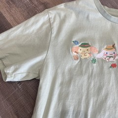 Sanrio Cinnamoroll TShirt Camping Embroidered Green Camp Fire Medium Hello Kitty