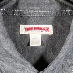 True Religion Men’s Long Sleeve Utility Shirt Size M Black Red Logo
