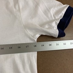 Port & Co Adult Size Small White Navy Trim Crew Neck Short Sleeve T-Shirt New