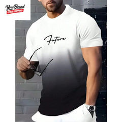 Fashion Gradient Color 3D Print Men’S T-Shirts Daily Men’S O-Neck Short Sleeve T