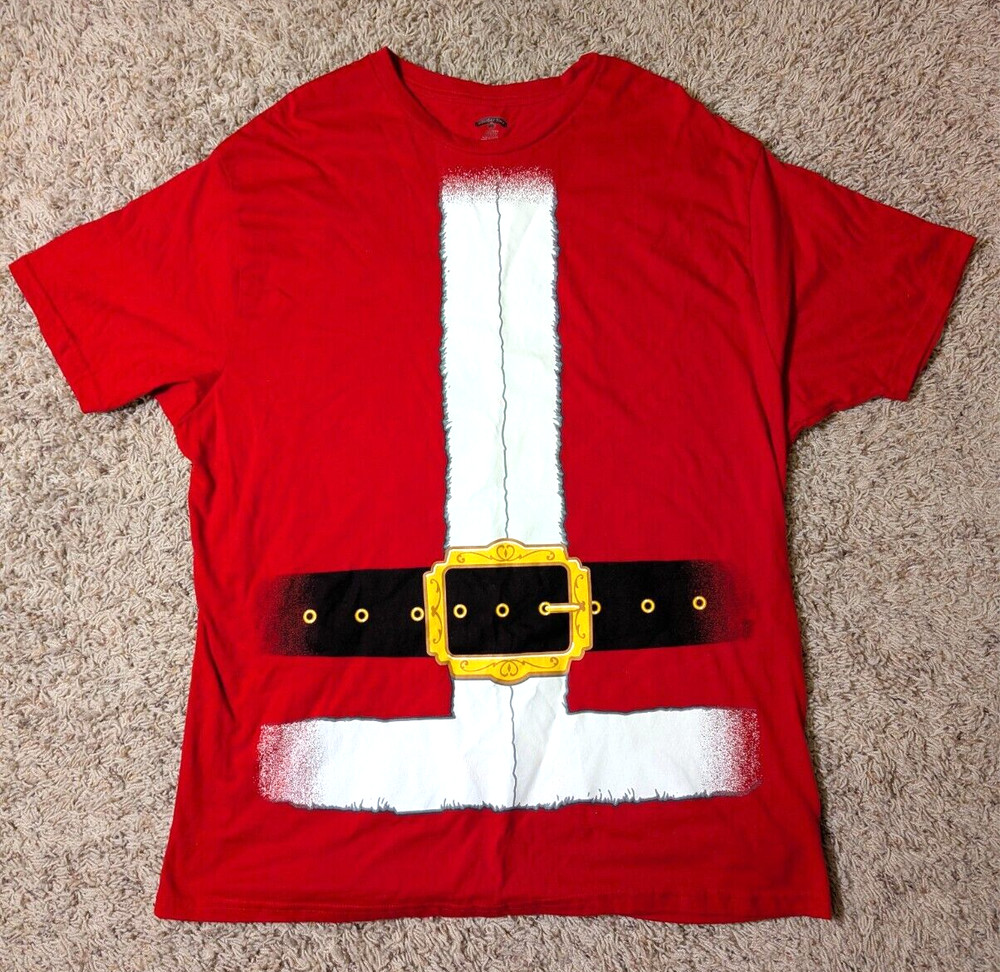 Holiday Time Men’s 2XL Santa Shirt Red Graphic Tee