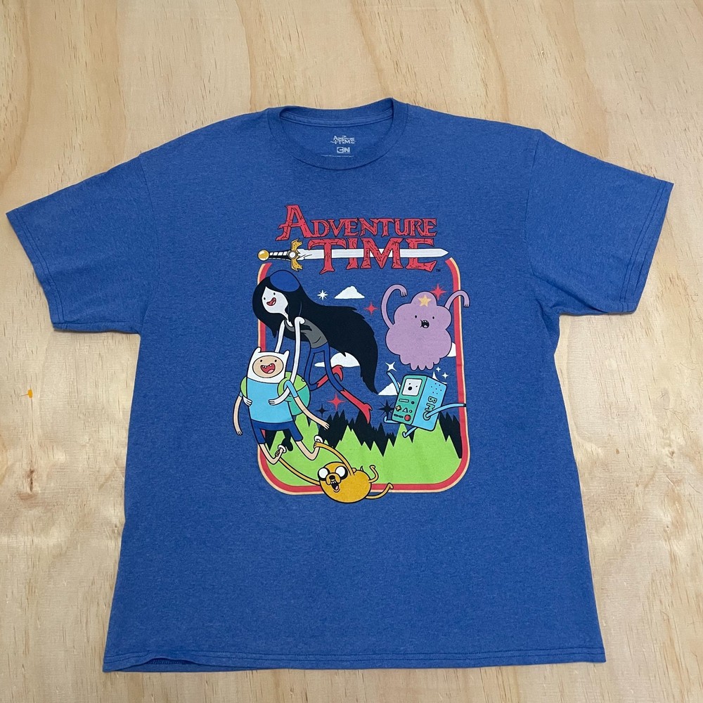 Adventure Time Men’s Large Blue Short Sleeve T-Shirt by the Cartoon Network