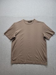 Clairborne Men Shirt XL Brown Crew Neck Short Sleeve Flat Front Casual Tee