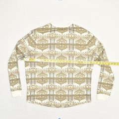 NEW Cremieux Men’s T Shirt Geometric Cotton Brown Long Sleeve Size L Henley