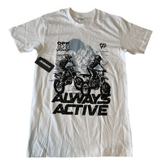 Outrank Always Active Short Sleeve T Shirt Mens Size S White Racing Graphic