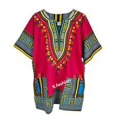 100% COTTON Unisex Dashiki Africa Tribal Print Festival Kaftans Shirt Blouse Top