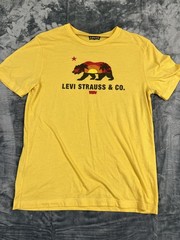 Levi Strauss Yellow Graphic Tee L California Bear Design Mens Casual T-Shirt