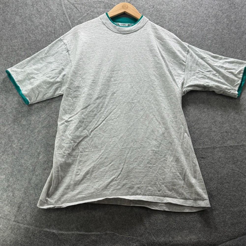 Vintage Gopher Sport Shirt Mens L Gray Crewneck T-Shirt Contrasting Trim Summer
