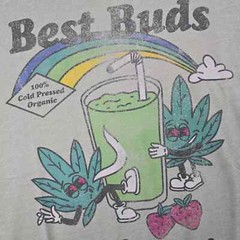 Lucky Brand Ganja Shirt Mens Large L Green Cannabis Weed Distressed Retro NWT B