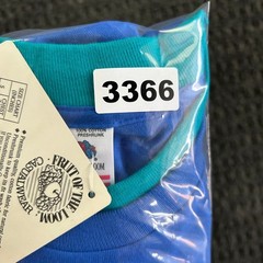 Vintage Fruit of the Loom Double Collar Sleeve T Shirt Blue M NEW Made in USA