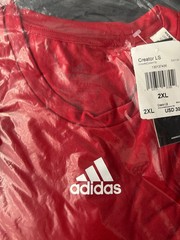 Adidas Creator LS T-Shirt 2XL Powered White Red Short Sleeve Cotton