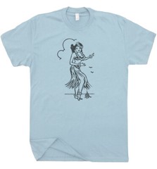 Hula Girl T Shirt Hawaii Vintage Retro Navy Surfing Sailboat Tiki Bar Men Women
