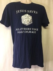 Anvil Lightweight Men’s Short Sleeve Crew Neck “Jesus Saves” Navy Shirt Size L