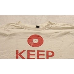 Tultex Keep Spin Records Graphic T-Shirt White Red Vinyl Music Tee Men’s Large