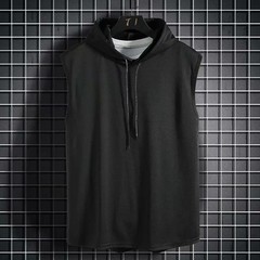 Solid Color Men’s Tank Tops Vest Sleeveless Tees For Male Hooded