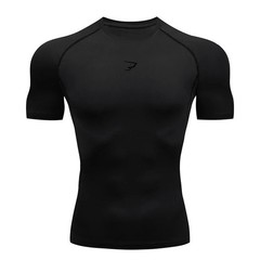 Short-Sleeved Muscle Exercise Fitness Running Elastic Round-Neck Men T-Shirt UK