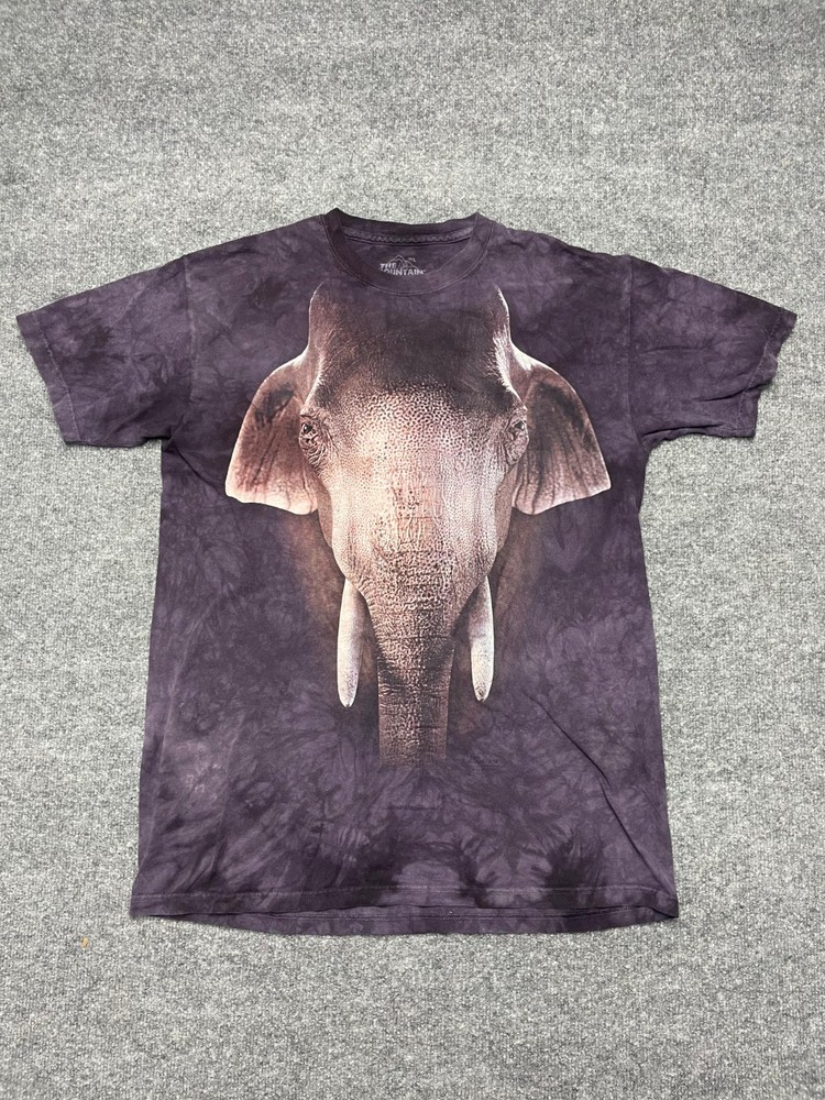 The Mountain Elephant Face Graphic T-Shirt Tie Dye Adult Large Animal Tee Large