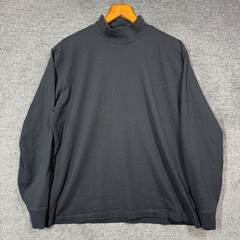 Lands End Super-T Shirt Mens L Black Mock Neck Long Sleeve Cotton