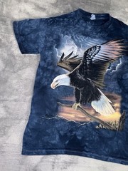 Nature USA Bald Eagle Patriotic Mens T-Shirt Size Small Blue