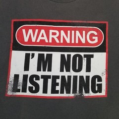 Warning Im Not Listening Unisex Black Graphic T-Shirt Classic Casual