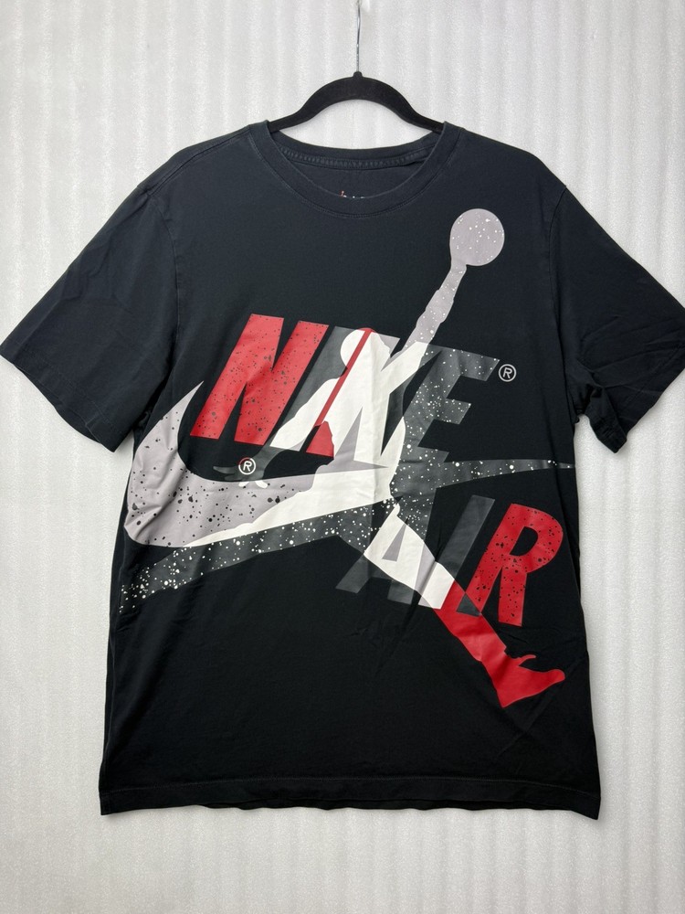 Nike Michael Jordan Jumpman TShirt Sz. L Classic Logo Cement Red Black Big Print