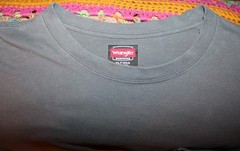 Wrangler Mens XLT 46-48 Cotton Workwear T-Shirt Pocket Logo Dark Gray Crew Neck