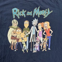 Rick and Morty T-Shirt Mens Size L Navy Cotton Graphic Crew Neck Short Sleeve