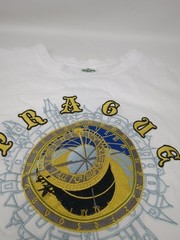 Prague Czech Republic City Clockworks Embroidered Vintage White T-Shirt Size L