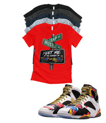 Custom Printed Shirt to Match Jordan 7 Retro Miro Trap Hustle Custom Sneaker Tee