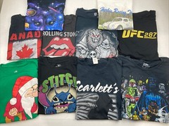 Wholesale Lot of 30 Graphic Short Sleeve Tee Shirts (Size Breakdown in Desc)