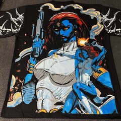 Mystique X-Men Comics T-shirt Size XL Crown Tag AOP Mutant Raven Darkholme